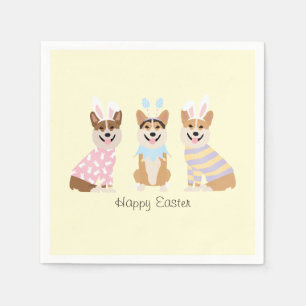 Serviette En Papier Joyeux Chiens de Corgi gallois Pembroke de Pâques
