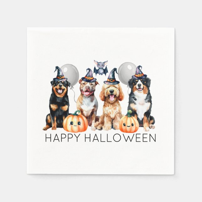 Serviette En Papier Joyeux Chiens d'Halloween (Devant)