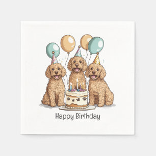 Serviette En Papier Joyeux Chiens Goldendoodle Anniversaire