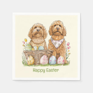 Serviette En Papier Joyeux Chiens Goldendoodle de Pâques