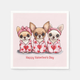 Serviette En Papier Joyeux Chihuahua Dogs de la fête des Valentines