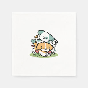 Serviette En Papier Joyeux Chiots Arrivés En Mai - Kawaii Dog Art