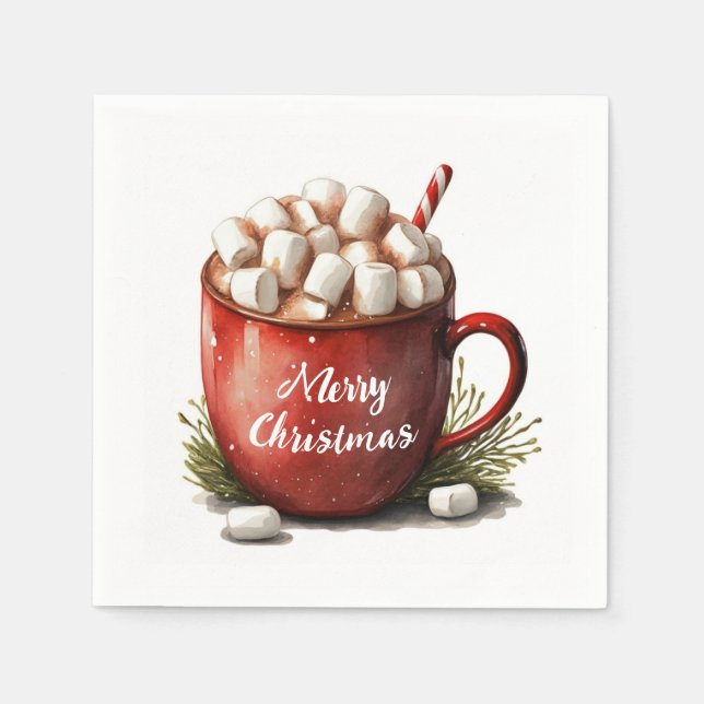 Serviette En Papier Joyeux chocolat chaud de Noël (Devant)