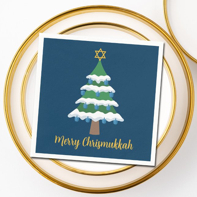 Serviette En Papier Joyeux Chrismukkah Cute Hanoukka Christmas Tree (Créateur téléchargé)