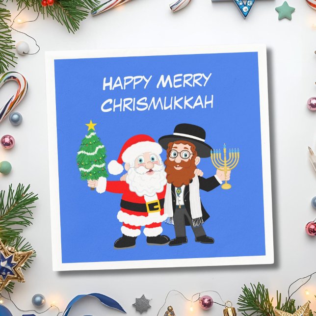 Serviette En Papier Joyeux Chrismukkah Père Noël rencontre le parti Ra (Créateur téléchargé)