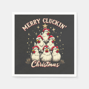Serviette En Papier Joyeux clucage Noël Funny Chicken Roosters