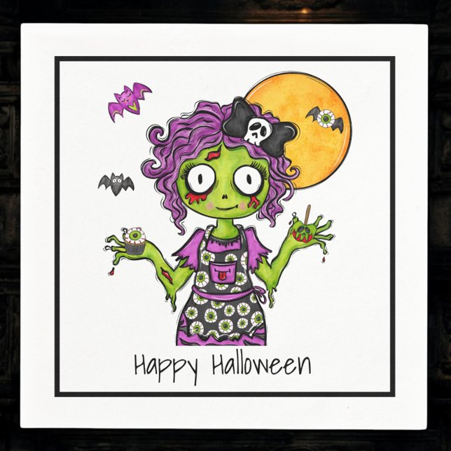 Serviette En Papier Joyeux cocktail Zombie Halloween (Créateur téléchargé)