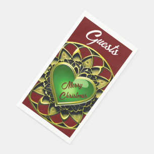 Serviette En Papier Joyeux Coeur vert de Noël