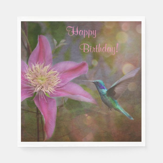 Serviette En Papier Joyeux colibri d'anniversaire (Devant)