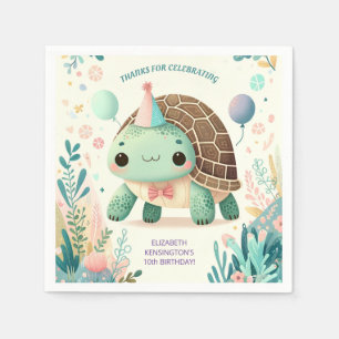 Serviette En Papier Joyeux Enfants Cute Tortoise fête d'anniversaire
