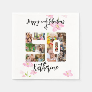 Serviette En Papier Joyeux et fabuleux 50e anniversaire Multi Photo