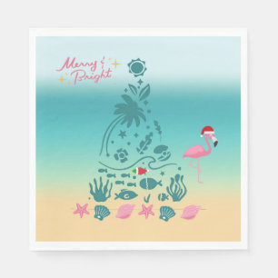 Serviette En Papier Joyeux Et Lumineux Noël De Plage