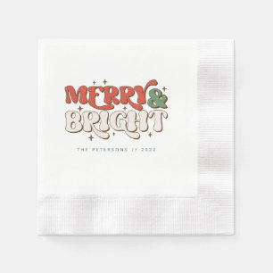 Serviette En Papier Joyeux et lumineux Noël rétro