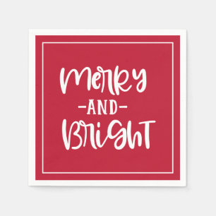 Serviette En Papier Joyeux Et Lumineux Script Festif Red Holiday