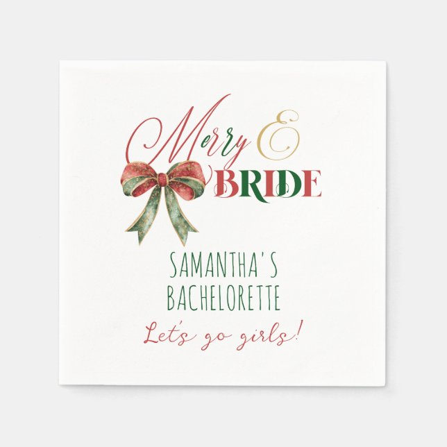 Serviette En Papier Joyeux et mariée Joyeux Noël Mariée Bachelorette (Devant)