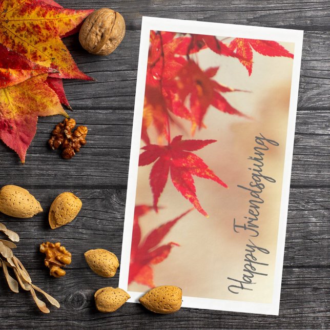 Serviette En Papier Joyeux Feuilles de l'érable rouge d'automne (Créateur téléchargé)