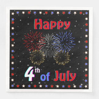 Serviette En Papier Joyeux feux d'artifice 4 juillet