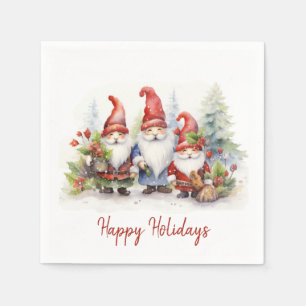 Serviette En Papier Joyeux Gnomes De Vacances Dans Les Snowflakes