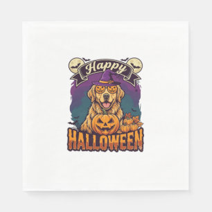Serviette En Papier Joyeux Halloween Chapeau de Sorcière Citrouille Re