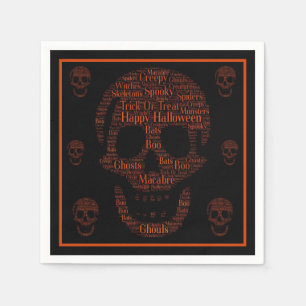 Serviette En Papier Joyeux Halloween crâne Éffrayant
