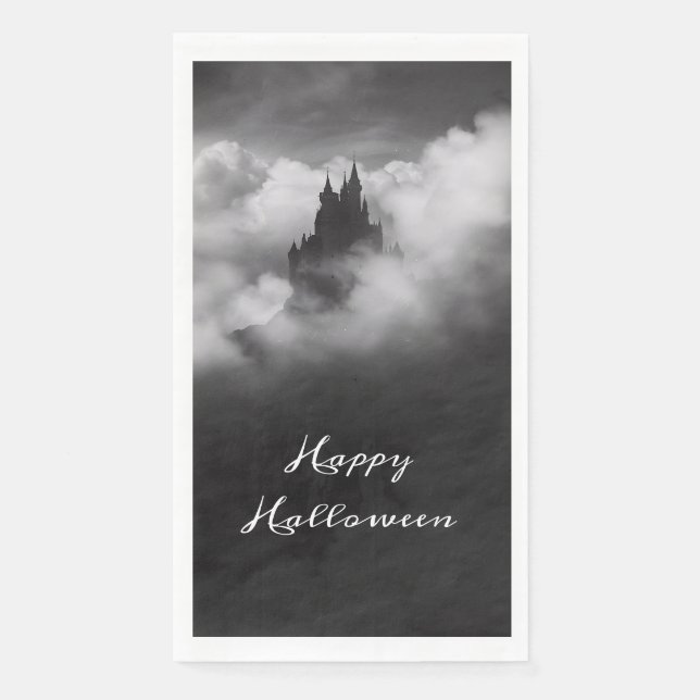 Serviette En Papier Joyeux Halloween Éffrayant Castle Party (Devant)