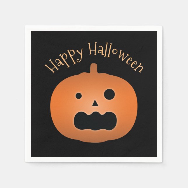 Serviette En Papier Joyeux Halloween Haunted Jack-o'-lantern Citrouill (Devant)