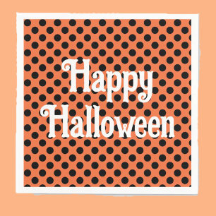 Serviette En Papier Joyeux Halloween orange points noirs enfants fête