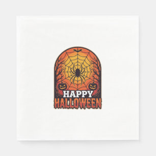 Serviette En Papier Joyeux Halloween Toile d'araignée Gravure Vintage