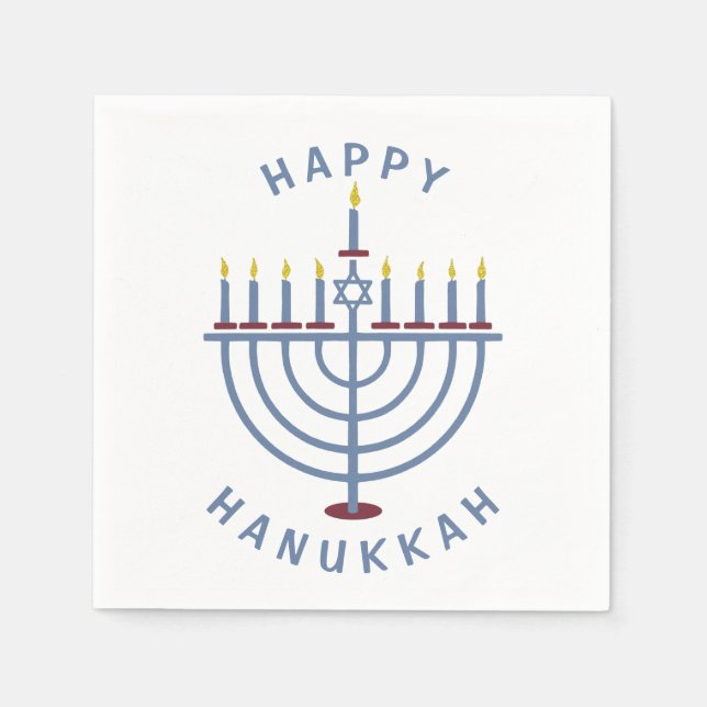 Serviette En Papier Joyeux Hanoukka Menorah Party Paper (Devant)