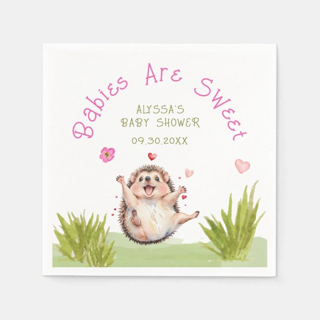 Serviette En Papier Joyeux Hérisson Jardin Jeu Baby shower doux (Devant)