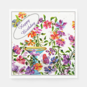 Serviette En Papier Joyeux JARDIN FLEURIE D'ANNIVERSAIRE