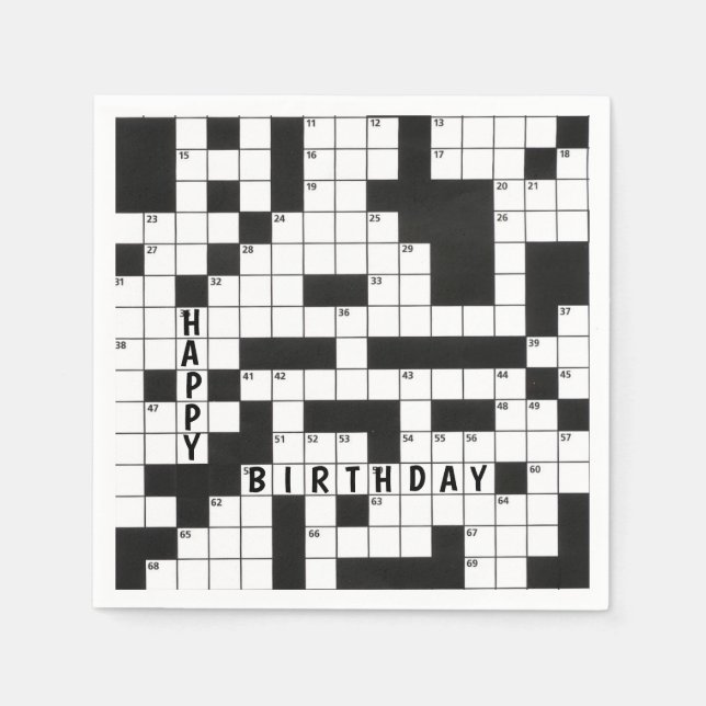 Serviette En Papier Joyeux jeu de mots croisés d'anniversaire (Devant)