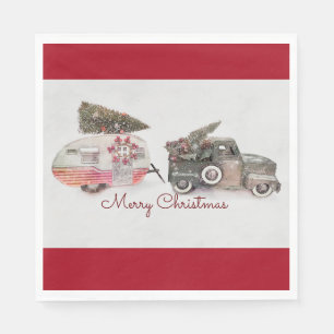 Serviette En Papier Joyeux Jouet de Noël Camion et remorque de voyage 