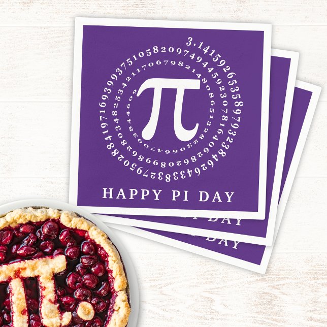 Serviette En Papier Joyeux Jour Pi 3.14 Numéro Spiral Violet (Créateur téléchargé)