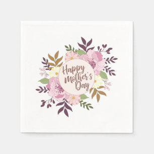 Serviette En Papier Joyeux Joyeux Fête des Mères Fleur Wreath   Napkin