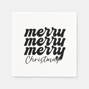 Serviette En Papier joyeux joyeux noël noir et blanc