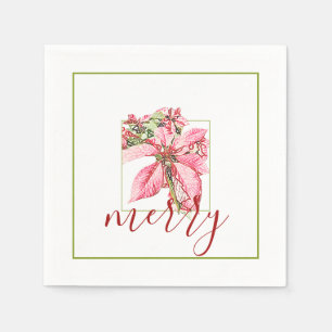 Serviette En Papier Joyeux Joyeux Poinsettia Vintage