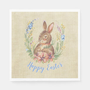 Serviette En Papier Joyeux lapin de Pâques dans le jardin Aquarelle Fl