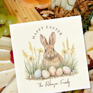 Serviette En Papier Joyeux lapin de printemps de Pâques mignon