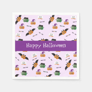 Serviette En Papier Joyeux Motif Citrouille Halloween violet