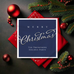 Serviette En Papier Joyeux Noël bleu marine