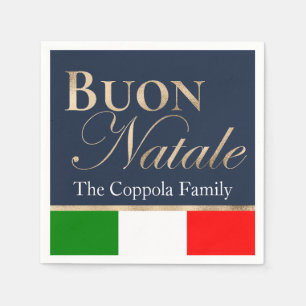 Serviette En Papier Joyeux Noël Bon Natale Drapeau italien Bleu marine