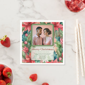 Serviette En Papier Joyeux Noël Bonnes Fêtes Photo de fiançailles