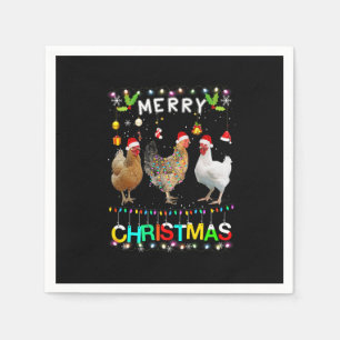 Serviette En Papier Joyeux Noël Chicken Chemise Santa Hat Lumières Xma