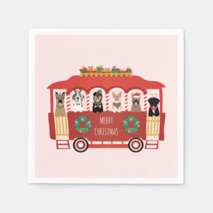 Serviette En Papier Joyeux Noël Chiens de vacances Trolly