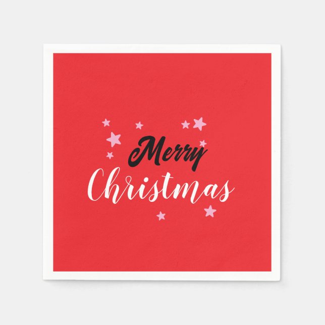 Serviette En Papier Joyeux Noël classique unique minimaliste simple (Devant)