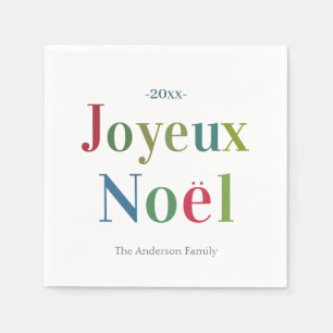 Serviette En Papier Joyeux Noel coloré Noël français