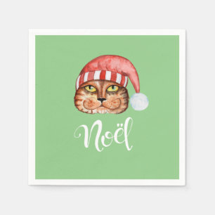 Serviette En Papier Joyeux Noël de chat