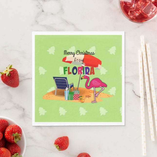 Serviette En Papier Joyeux Noël de Floride (En situation)