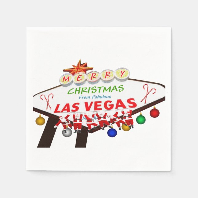 Serviette En Papier Joyeux Noël de Las Vegas Papier Napkin (Devant)
